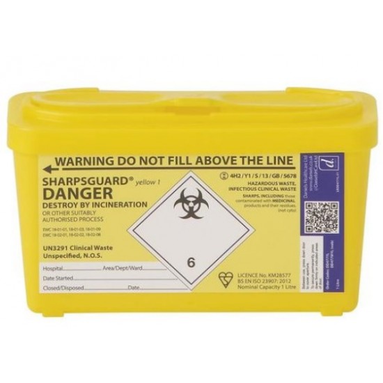 SHARPSGUARDÂ® Yellow Bin 1Ltr(DD479YL)