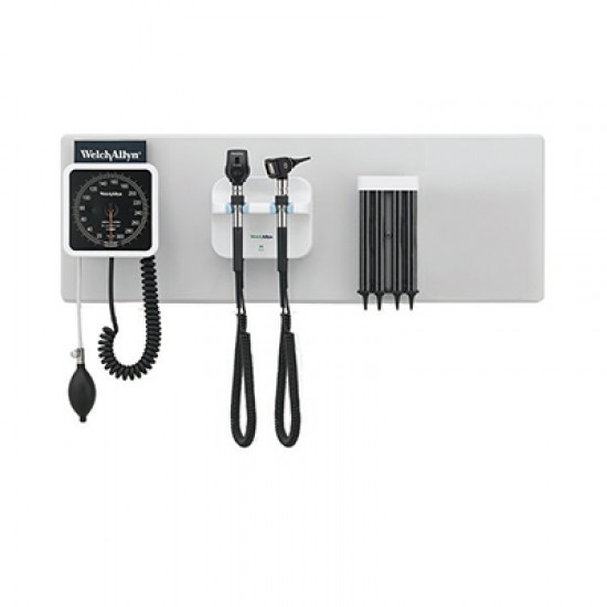 GS777 Elite Wall System with Panoptic Ophthalmoscope, Macroview Otoscope, Aneroid BP, One Cuff & Specula Dispenser